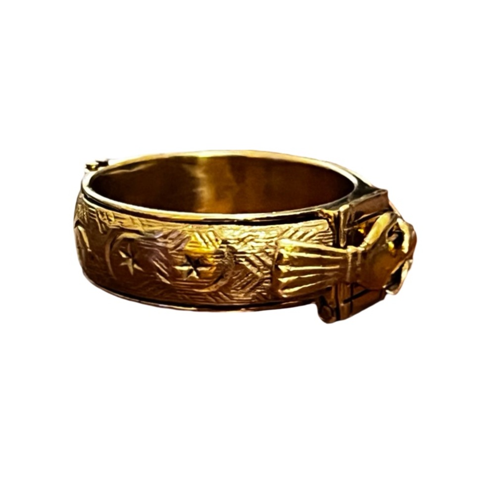 Rare Judaic Engagement Mazal Tov 18 Karat Gold Plated Secret Ring - Picture 6 of 13